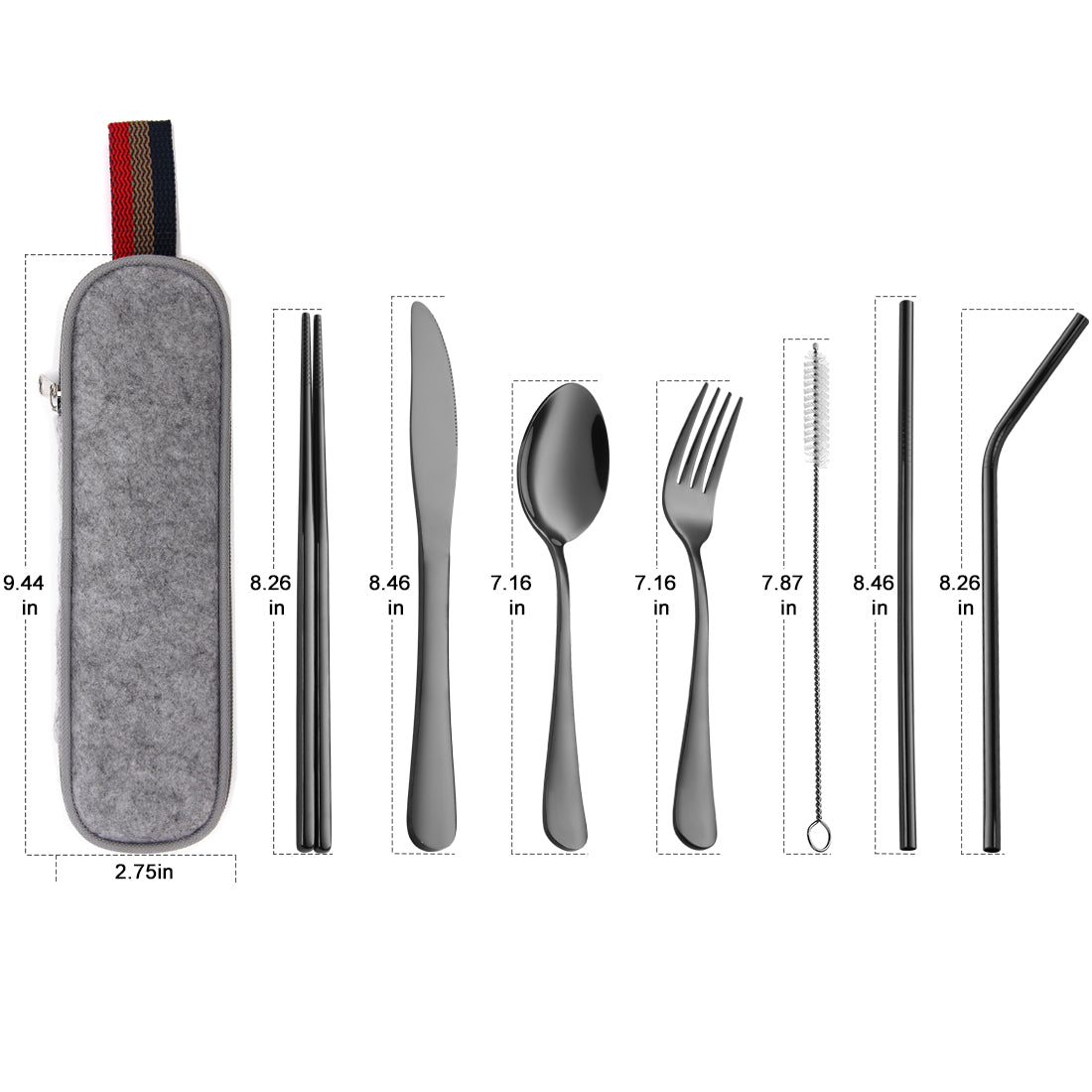 Travel Cutlery Set with Case Portable Silverware Utensils Set,4-pieces  Stainless Steel Reusable Flatware Set for Camping Picnic Hiking Office